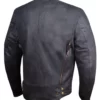 Kellan Men’s Black Distressed Striped Leather Cafe Racer Jacket