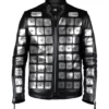 Keyboard Style Black Leather Jacket