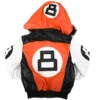 Kid's Eight Ball Faux Fur Trim Hooded Tri Color Leather Jacket