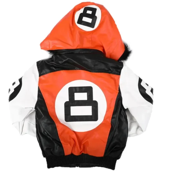 Kid's Eight Ball Faux Fur Trim Hooded Tri Color Leather Jacket
