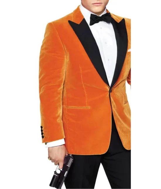 Kingsman’s Taron Egerton Orange Best Mens Leather Tuxedo