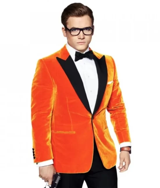 Kingsman’s Taron Egerton Orange Original Leather Tuxedo
