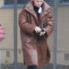 Kristen Bell Genuine Leather Puffer Coat