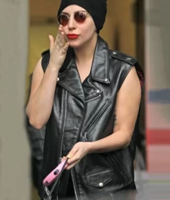 Lady Gaga Black Leather Vest