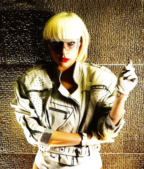 Lady Gaga White Top Leather Jacket