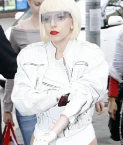 Lady Gaga White Leather Jacket