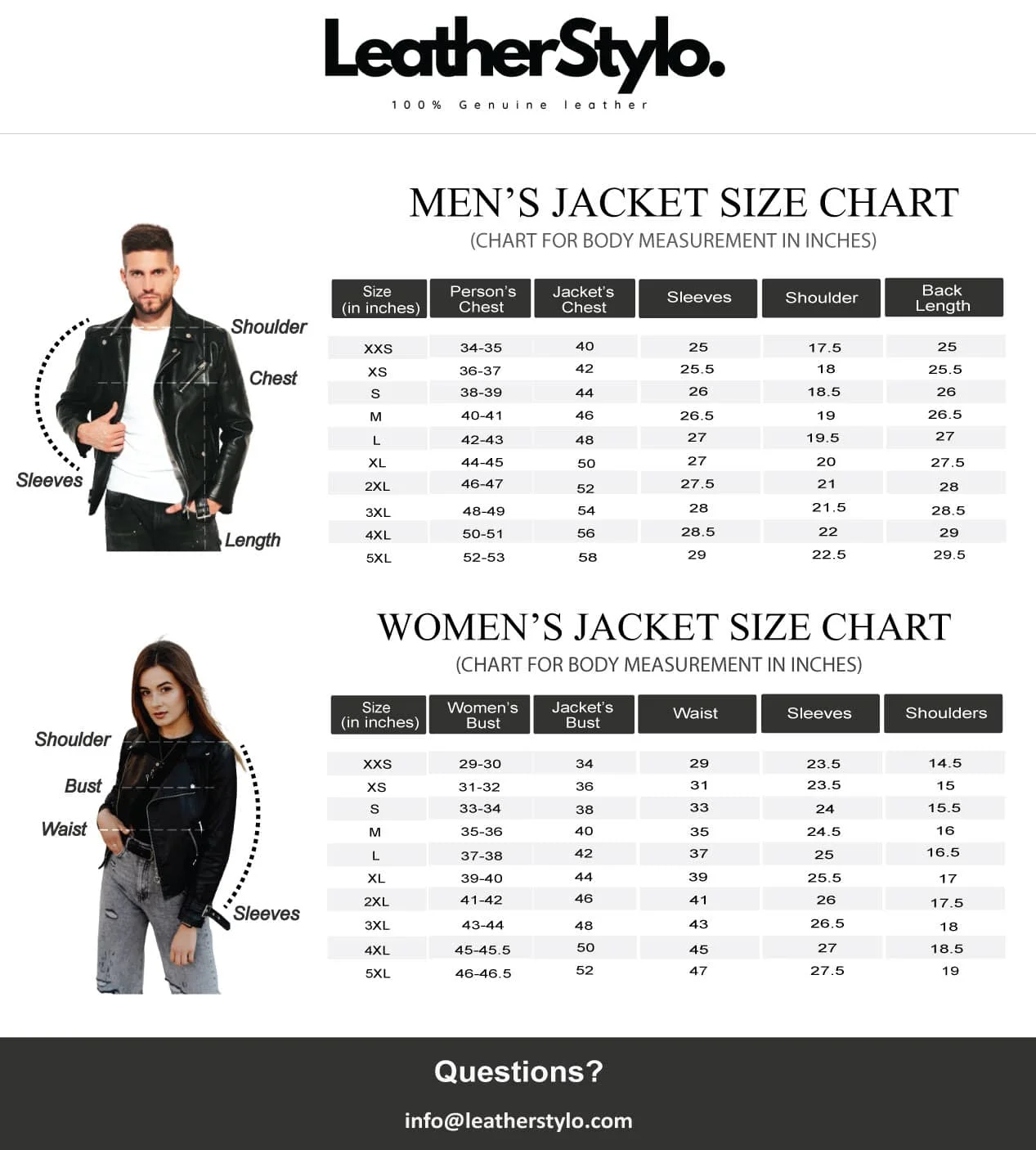 Leather Stylo Size Chart