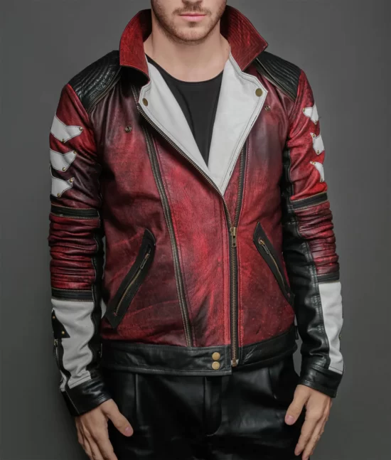 Lee Red Mens Leather Motorcycle Top Leather Jacket
