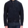 Levi Men’s Navy Relaxed-Fit WWII Real Suede Bomber Suede Leather Jacket