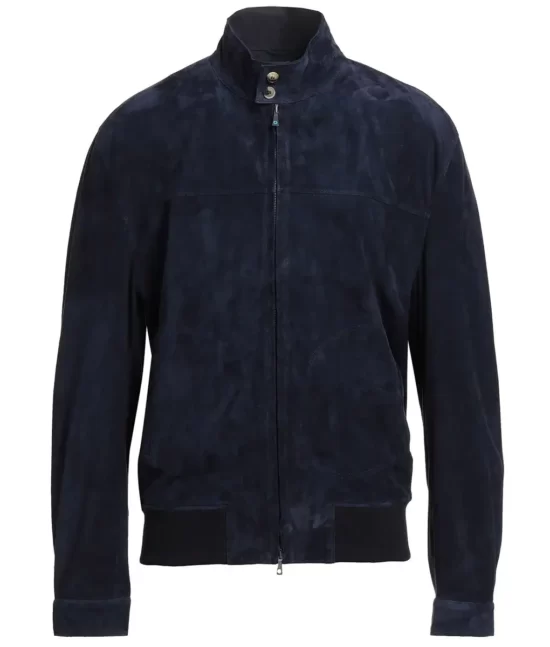 Levi Men’s Navy Relaxed-Fit WWII Real Suede Bomber Jacket