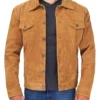 Liam Men’s Brown 4-Season Classic Suede Leather Trucker Jacket