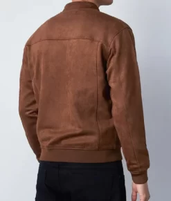 Logan Men’s Brown Long Sleeve Biker-Style Bomber Suede Jacket