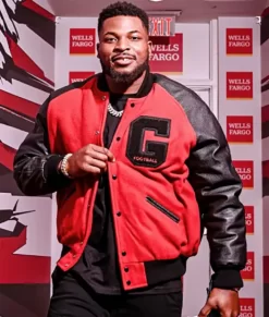 Lorenzo Carter Red Varsity Top Leather Jacket