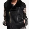 Louise Black Shearling Gilet Real Leather