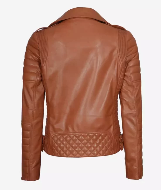 Lucille Womens Tan Brown Asymmetrical Motorcycle Best Leather Jacket