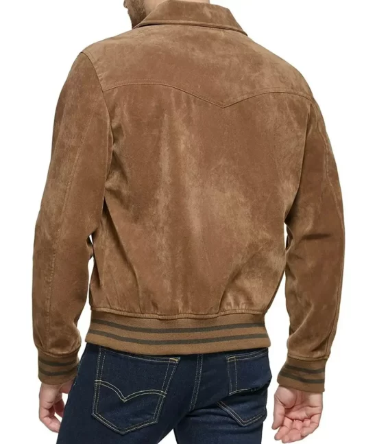 Mac Men’s Cognac Real Suede Bomber Top Leather Jacket