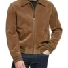 Mac Men’s Cognac Real Suede Bomber Genuine Leather Jacket