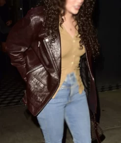 Madison Pettis Brown Genuine Leather Jacket