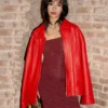 Malina Weissman Masters of the Air Red Real Leather Jacket
