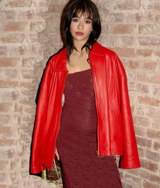 Malina Weissman Masters of the Air Red Real Leather Jacket
