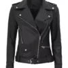 Marcella Asymmetrical Black Real Leather Jacket
