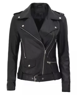 Marcella Asymmetrical Black Real Leather Jacket