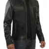 Marlon Men’s Dark Brown Distressed Cafe Racer Genuine Leather Jacket