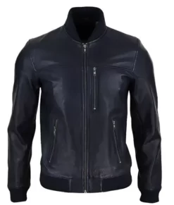Matthew Black Bomber Real Leather Jacket