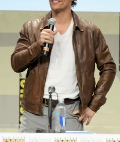 Matthew McConaughey Brown Leather Jacket Front