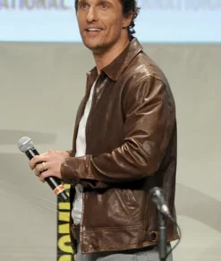 Matthew McConaughey Brown Leather Jacket Side