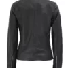 Maude Black Textured Real Leather Jacket for Women