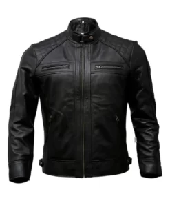 Maxwell Men’s Black Quilted Classy Leather Cafe Racer Jacket