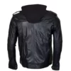 Men Detachable Hooded AJ Styles Motor Biker Pure Leather Jacket