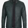 Men Dodge Dark Green Limited Edition Cafe Racer Real Leather Jacket