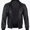 Men Premium Black Bomber Cowhide Real Leather Jacket