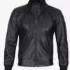 Men Premium Black Bomber Top Leather Jacket