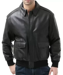 Men’s A-2 Flight Black Real Leather Jacket
