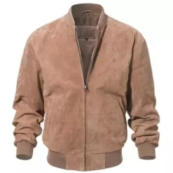 Mens Adamsville Premium Bomber Camel Top Suede Leather Jacket