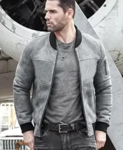 Mens-Army-Grey-and-Black-Suede-MA-1-Bomber-Jacket