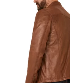 Men’s Barto Brown Café Racer Real Leather Jacket
