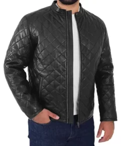 Men’s Baxton Black Quilted Real Leather Jacket