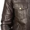Men’s Biker Rib Knit Collar Brown Premium Real Leather Jacket