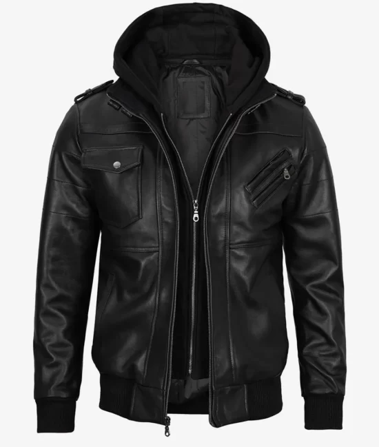 Mens Black Bomber Full Genuine Leather Jackets