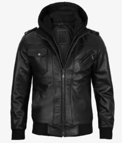 Mens Black Bomber Full Grain Leather Jackets