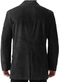 Mens Black Classic Formal Real Suede Leather Blazer