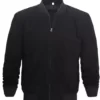 Mens Black Premium Bomber Top Suede Leather Jacket