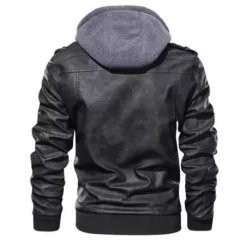 Men's Black Pure Leather Jackets With Removable Hood