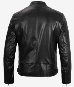 Mens Black Pure Vegan Leather Cafe Racer Jacket