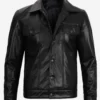 Mens Black Pure Vegan Leather Trucker Jacket
