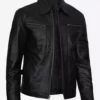 Mens Black Scott Shirt Collar Biker Top Grain Leather Jacket